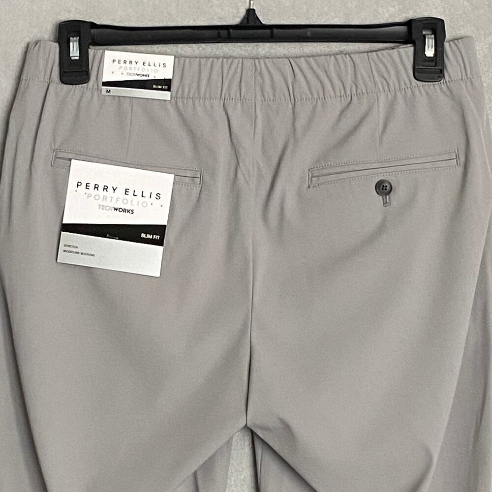 Perry Ellis Portfolio Men's Medium TechWorks Pants Slim Fit Drawstring Alloy NEW - Picture 6 of 13
